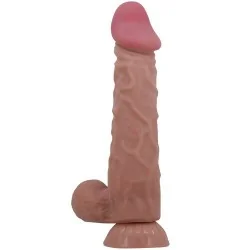 Pretty Love - Série Sliding Skin Dildo Realístico Com Ventosa Deslizante Pele Marrom 24 Cm