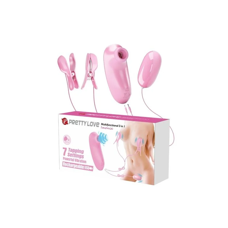 Pretty Love - Imonie Kit Multifuncional 3 Em 1 Com Ventosa, Mamilos E Clitóris