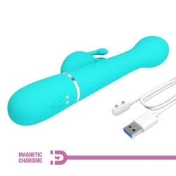 Pretty Love - Vibrador Coelho Dejon 3 Em 1 Multifuno Aqua Verde