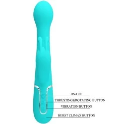 Pretty Love - Vibrador Coelho Dejon 3 Em 1 Multifuno Aqua Verde