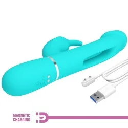 Pretty Love - Vibrador Coelho Dejon 3 Em 1 Multifuno Aqua Verde