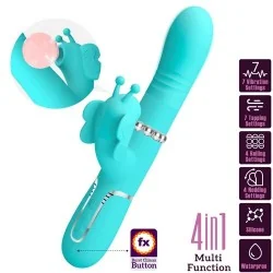 Pretty Love - Vibrador Coelho Multifunções 4 Em 1 Borboleta Aqua Verde