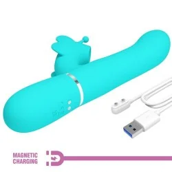 Pretty Love - Vibrador Coelho Multifunções 4 Em 1 Borboleta Aqua Verde