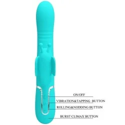 Pretty Love - Vibrador Coelho Multifunções 4 Em 1 Borboleta Aqua Verde