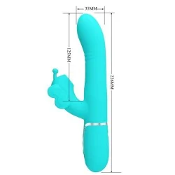 Pretty Love - Vibrador Coelho Multifunções 4 Em 1 Borboleta Aqua Verde