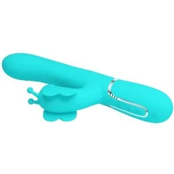 Pretty Love - Vibrador Coelho Multifunções 4 Em 1 Borboleta Aqua Verde