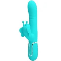 Pretty Love - Vibrador Coelho Multifunções 4 Em 1 Borboleta Aqua Verde