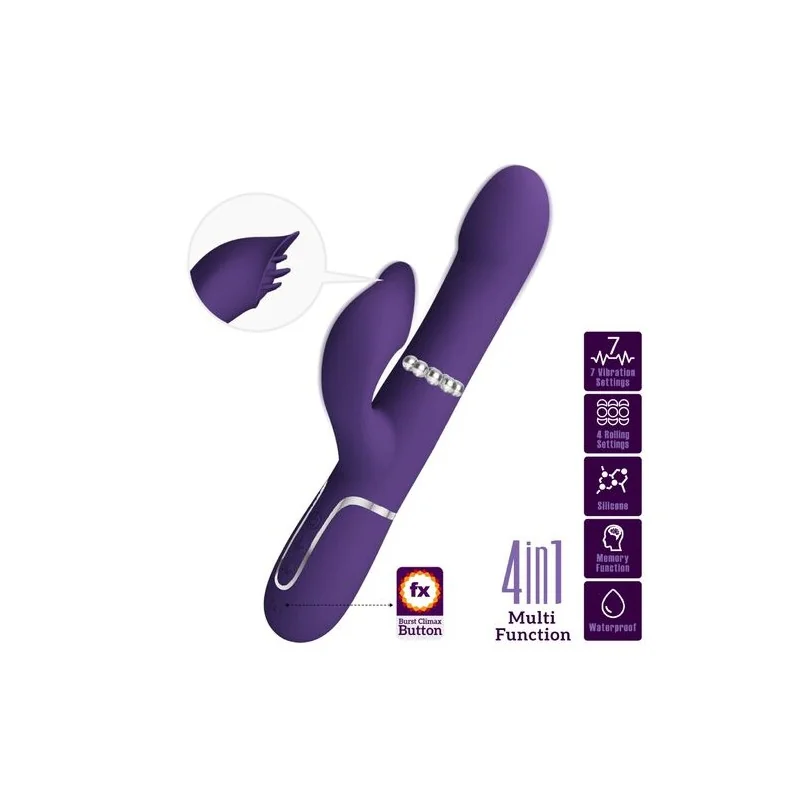 Pretty Love - Zalin Vibrador De Coelho Pérolas 4 em 1 Roxo