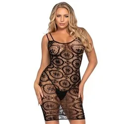 Leg Avenue Vestido Daisy Crochet Tamanho Único Preto
