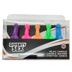 Diablo Picante - Caixa Com 5 Velas Com Formato De Pênis Em Cores Diferentes