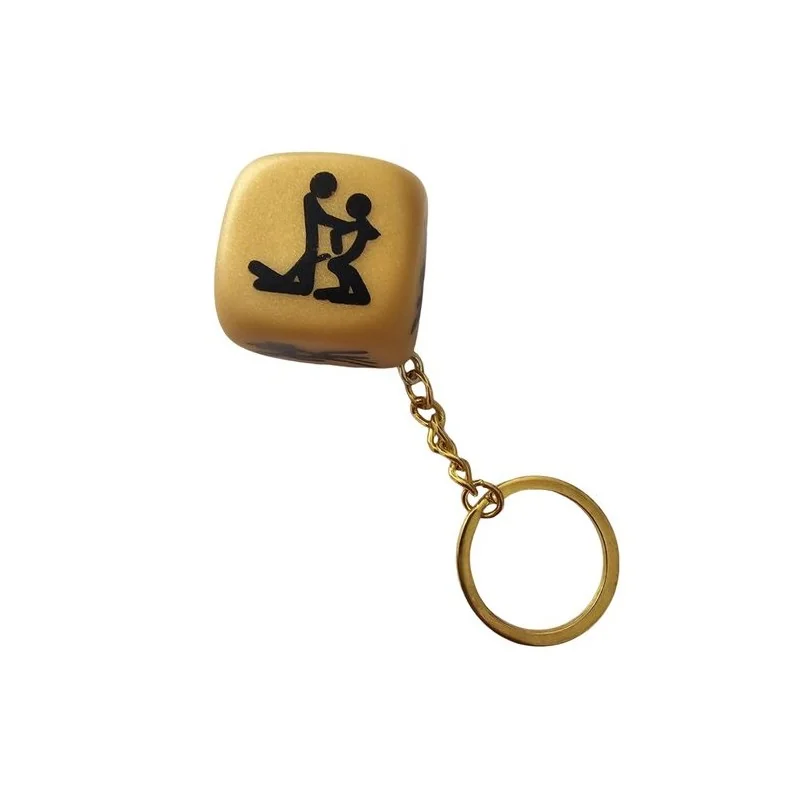 Diablo Picante - Chaveiro Dado Dourado Com Poses