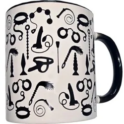 Diablo Picante - Caneca Bondage Branca Com Alça Preta 370 ML