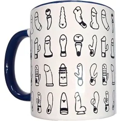 Diablo Picante - Caneca Vibradora Branca Com Alça Azul 370 ML