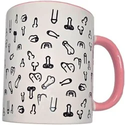Diablo Picante - Caneca Pênis Branca Com Alça Rosa 370 ML
