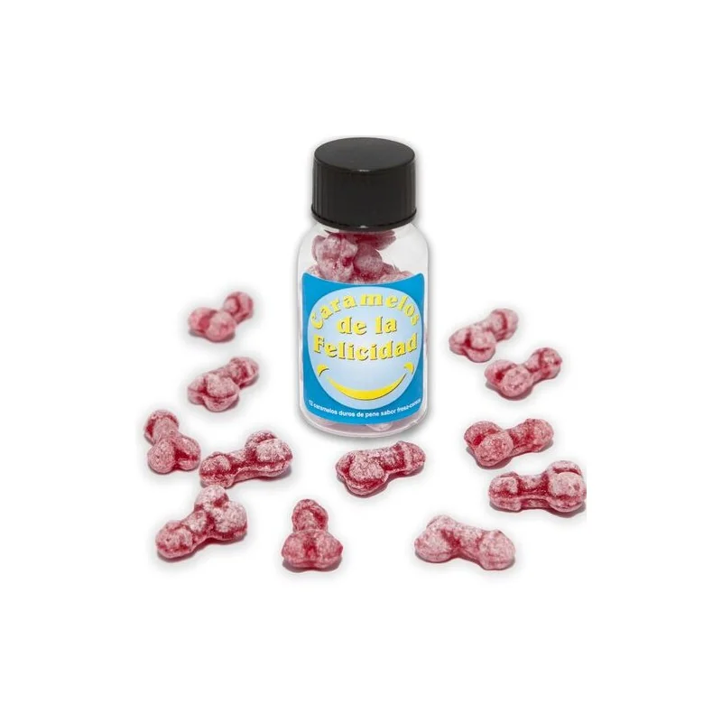 Diablo Picante - Pote Com 12 Doces De Morango/Cereja Em Formato De Pênis Feliz