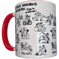 Diablo Picante - Caneca Kamasutra Posições Branca Com Alça Vermelha 370 ML