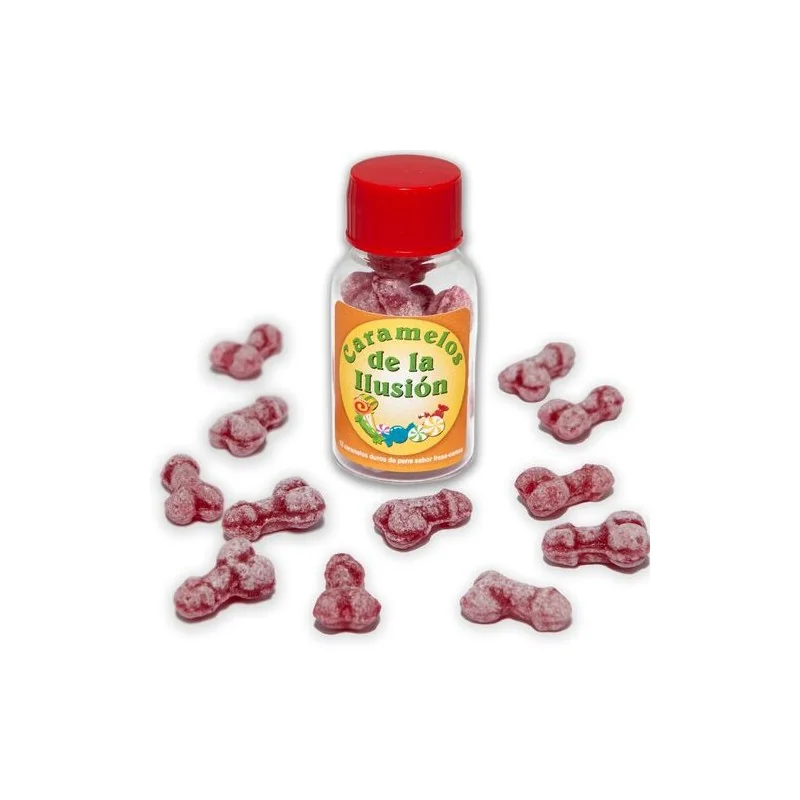 Diablo Picante - 12 Doces Iluso Em Forma De Pênis Morango/Cereja