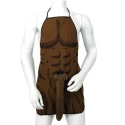 Diablo Picante - Avental Muscular Com Pênis 3D Em Tom Marrom