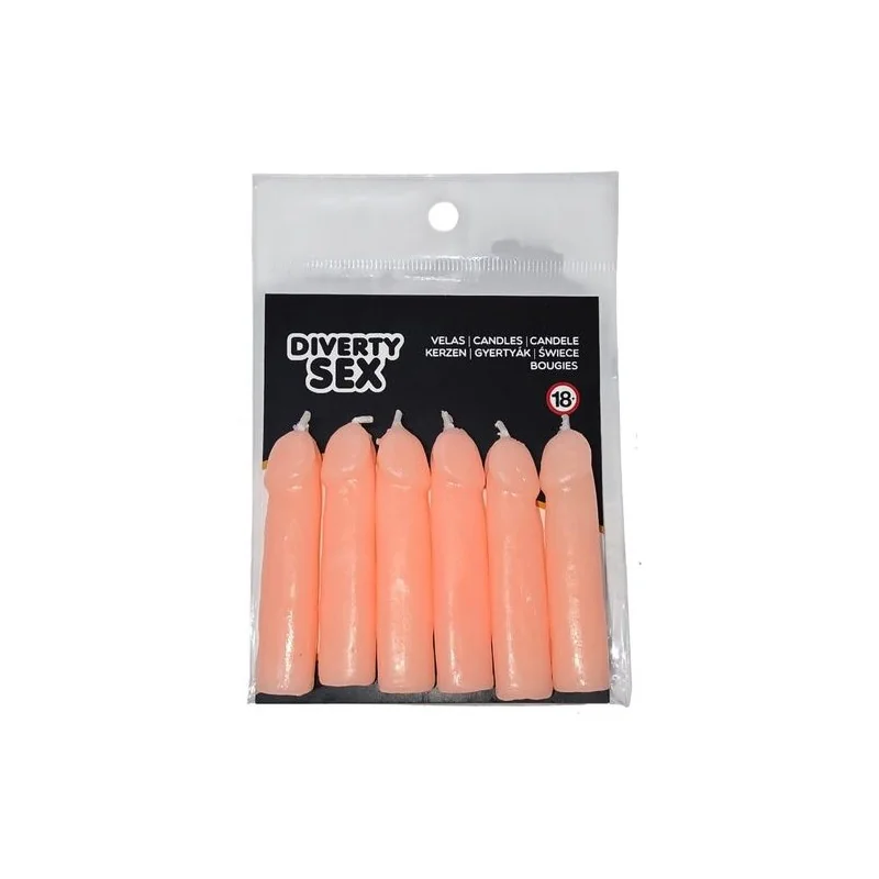 Diablo Picante - 6 Velas Em Forma De Pênis De Carne
