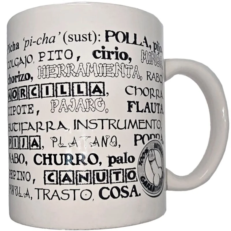 Diablo Picante - Caneca Branca Com Sinónimos De Pênis 370 ML
