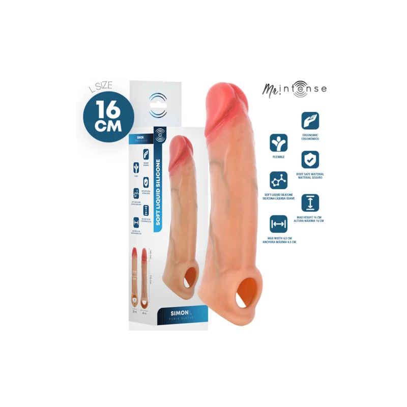 Capa De Silicone Para Pênis Simon L 16 CM -Ø- 4,5 CM