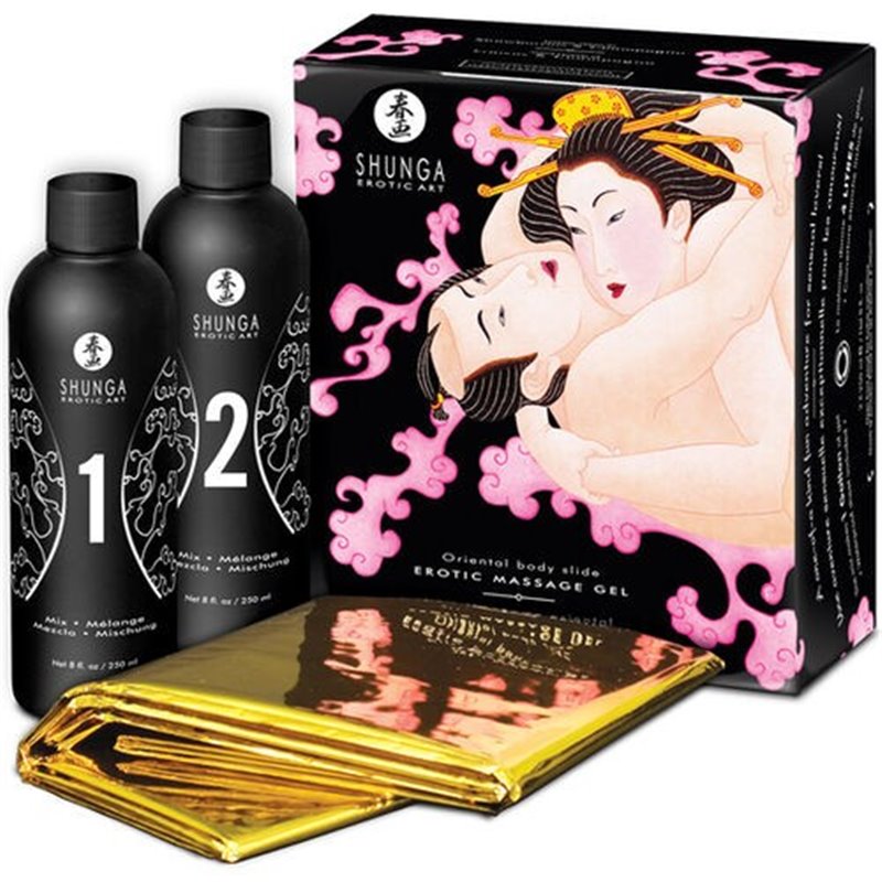 Shunga Kit Óleos Massagem Morango/Champanhe