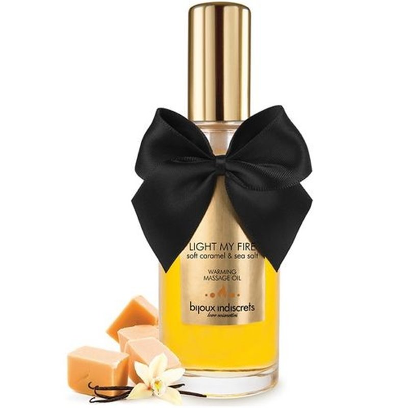 Bijoux Indiscrets Óleo Massagem Beijável com Efeito Calor Light My Fire Caramelo e Sal Marinho 100ml