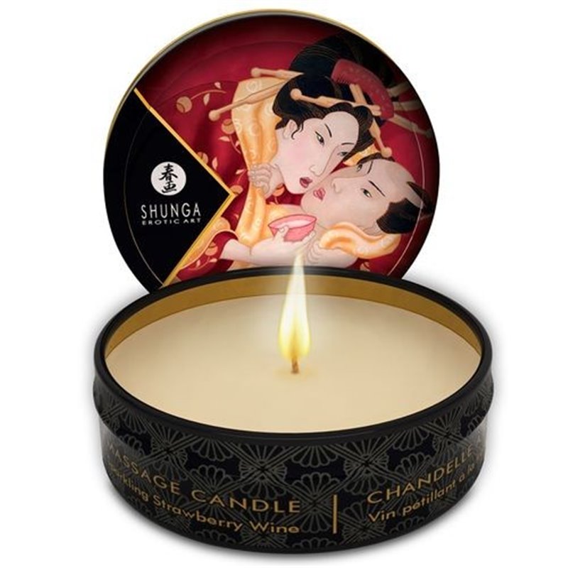 Shunga Vela Massagem Afrodisíaca Champagne Morango 30m