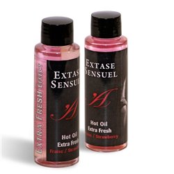 Extase Sensual Óleo de Massagem Efeito Calor com Feromonas Sabor Morango 100ml