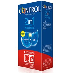 Control Duo Natura 2-1 Preservativo + Gel 6 Unidades