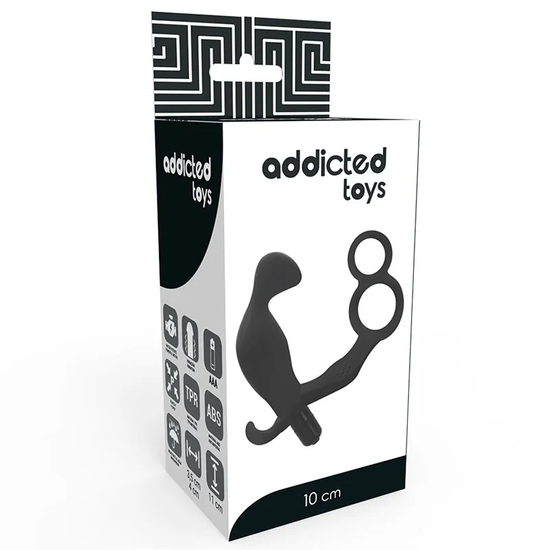 Addicted Toys Butt Plug With Cock Ring And Ball-strap Black