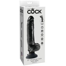 King Cock Dildo Vibrador Testiculos 23 cm Negro