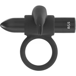 Black & Silver Burton Rechargeable Vibrating Ring 10V Black