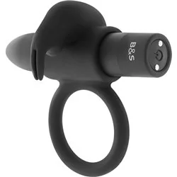 Black & Silver Burton Rechargeable Vibrating Ring 10V Black