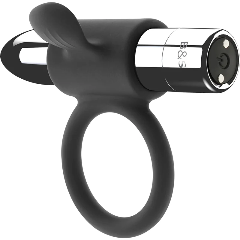 Black & Silver Cameron Rechargeable Vibrating Ring 10V