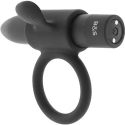 Black & Silver Cameron Rechargeable Vibrating Ring 10V Black