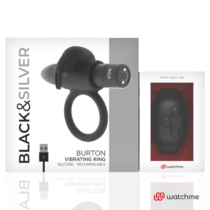 Black & Silver Burton Remote Control Cockring Watchme