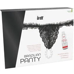 Intt Tanga Preta Brasileira com Gel Base Água de Morango 50 ml