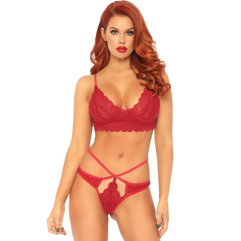 Leg Avenue Conjunto 2 Peças Top e Tanga Vermelho S / M