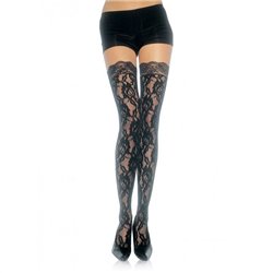 Leg Avenue Meia Preta Hosiery Tamanho O / S