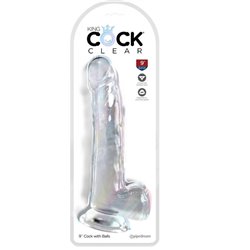 King Cock 9'' Dildo com Testiculos Transparente