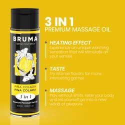 Bruma Óleo De Massagem Premium Efeito Calor Sabor Pina Colada 3 em 1 100ml