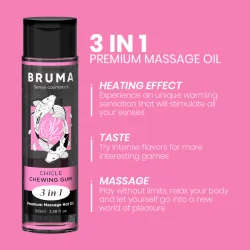 Bruma Óleo De Massagem Premium Efeito Calor Sabor Chiclet 3 em 1 100ml