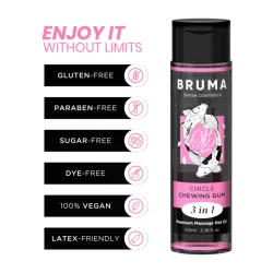Bruma Óleo De Massagem Premium Efeito Calor Sabor Chiclet 3 em 1 100ml