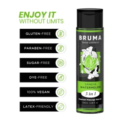 Bruma Óleo De Massagem Premium Efeito Calor Sabor Melancia 3 em 1 100ml