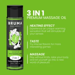 Bruma Óleo De Massagem Premium Efeito Calor Sabor Melancia 3 em 1 100ml